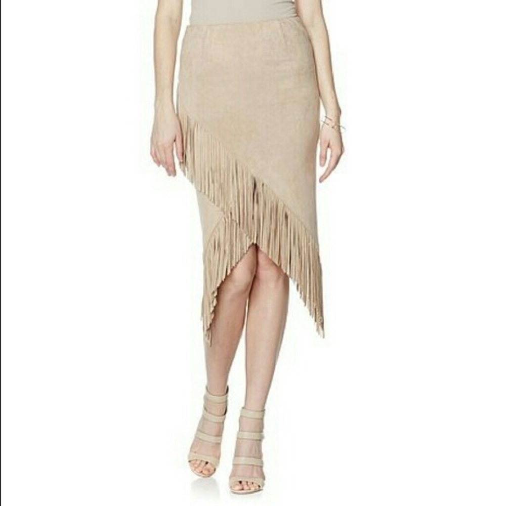Suede Fringe Skirt